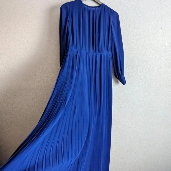Vintage Pleated Chiffon Dress- Japanese- Robe de Command- Floor length Georgette - Picture 3 of 16